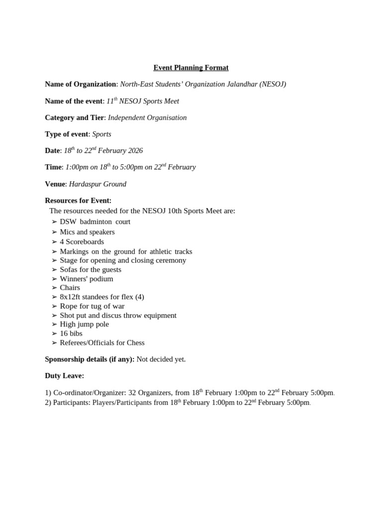 Sports Meet 2026 LPU Event Planning Format | PDF | Summer Olympic Games ...