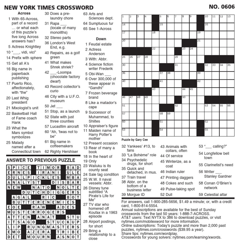 0606 new york times crossword crossword word puzzles