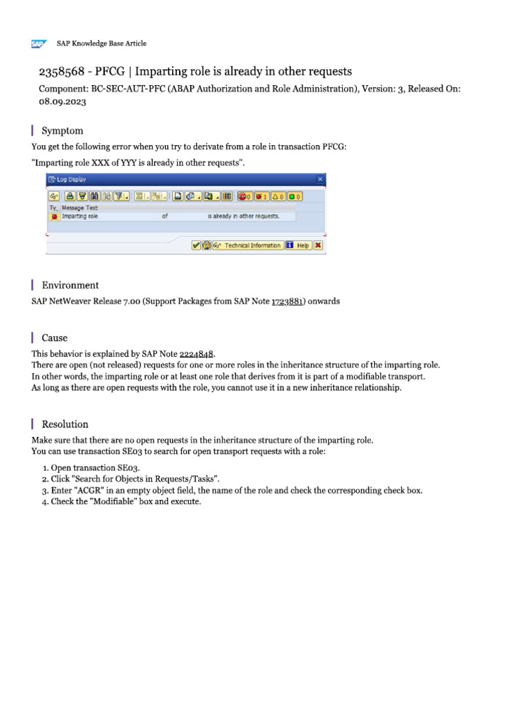 2358568 - PFCG | PDF