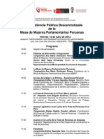 Sexta Audiencia Pública Descentralizada de La Mesa de Mujeres Parlamentarias Peruanas