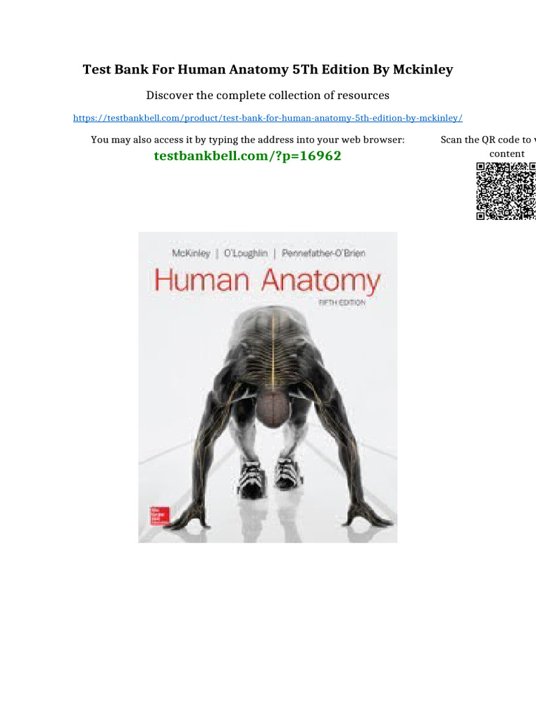 Test Bank for Human Anatomy 5th Edition By McKinley Complete Edition ...