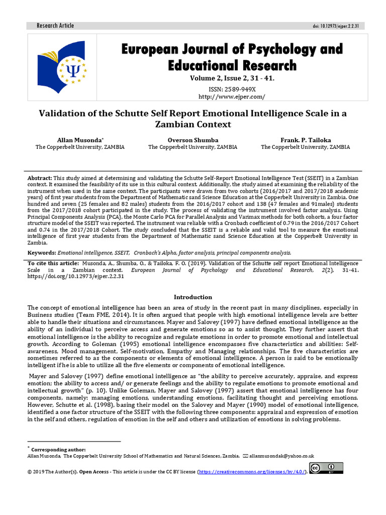 SSEIT Validity | PDF | Emotional Intelligence | Intelligence