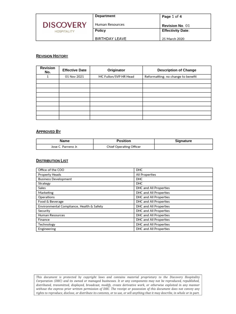 P&P Birthday Leave | PDF | Derivative Work | Human Resources
