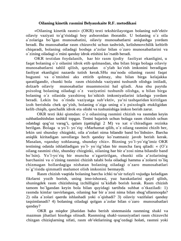 Oilaning Kinetik Rasmini Belyauskaite R | PDF
