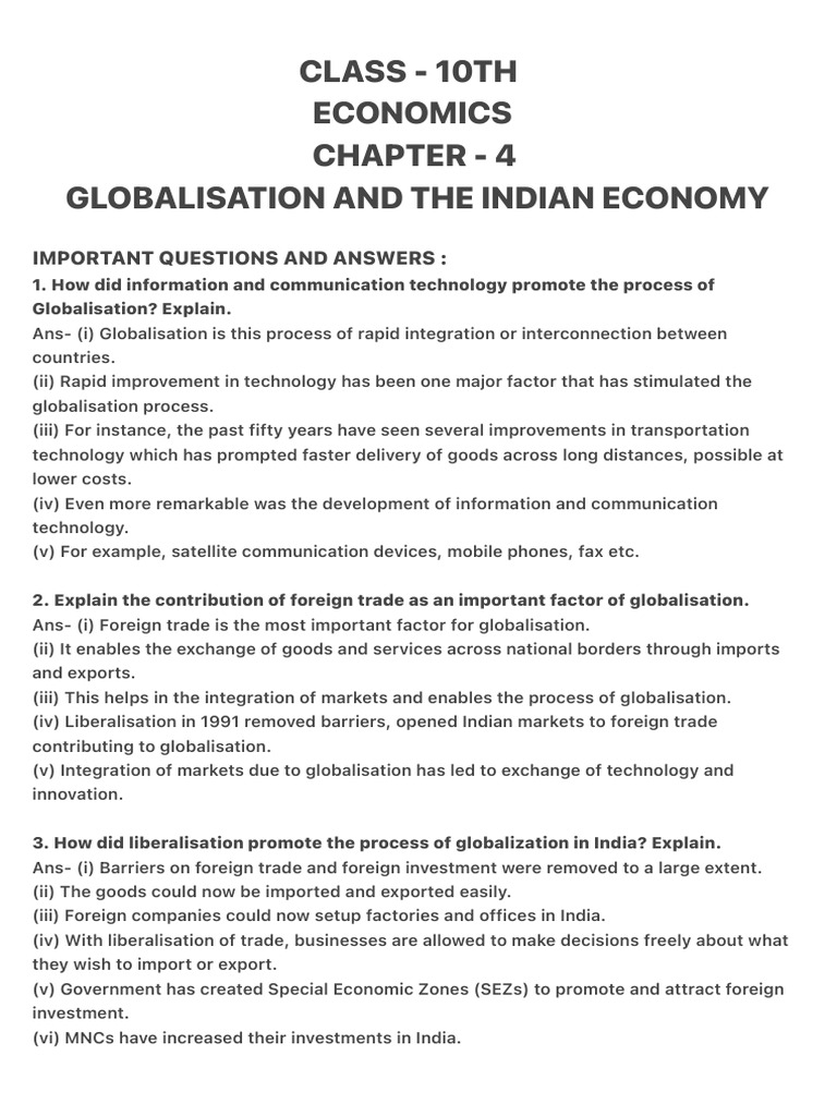 GLOBALISATION AND THE INDIAN ECONOMY | PDF | Globalization ...