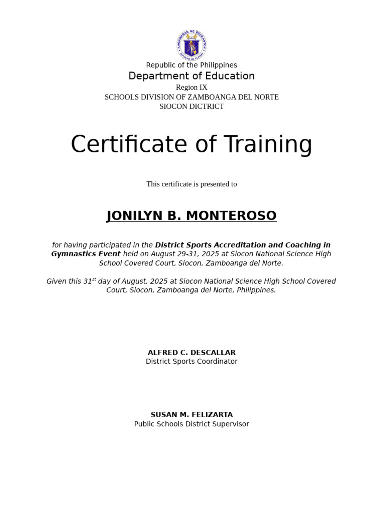 Certificate of Training | PDF