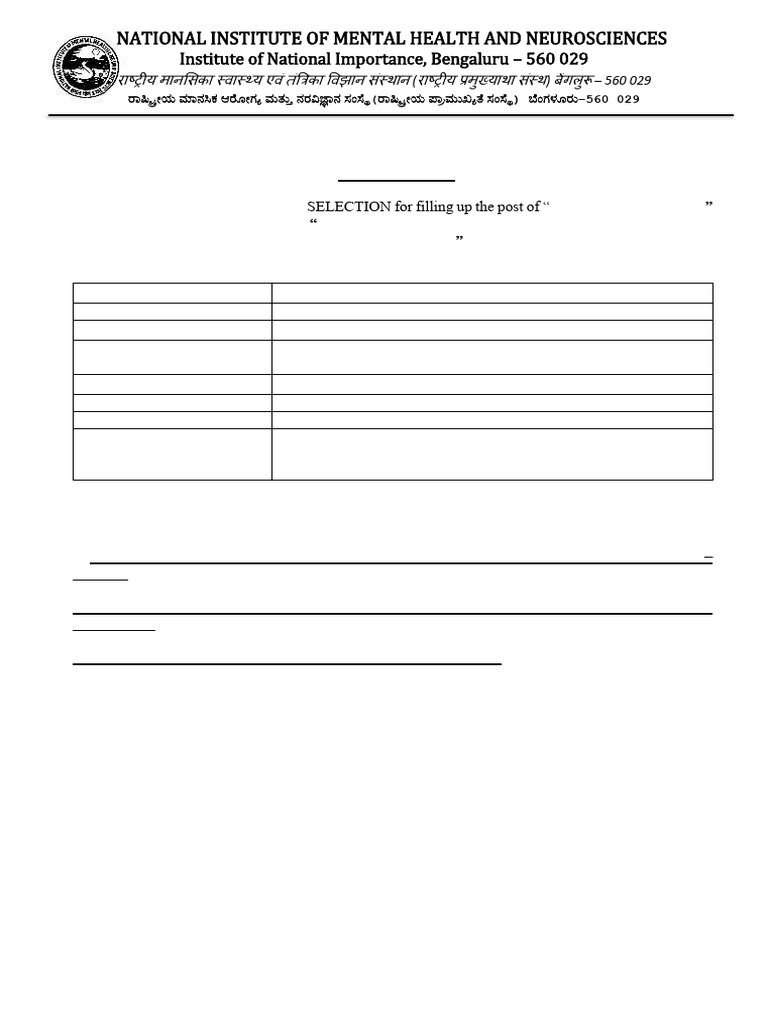 DST JRF Nimhans Notification | PDF | Human Diseases And Disorders ...