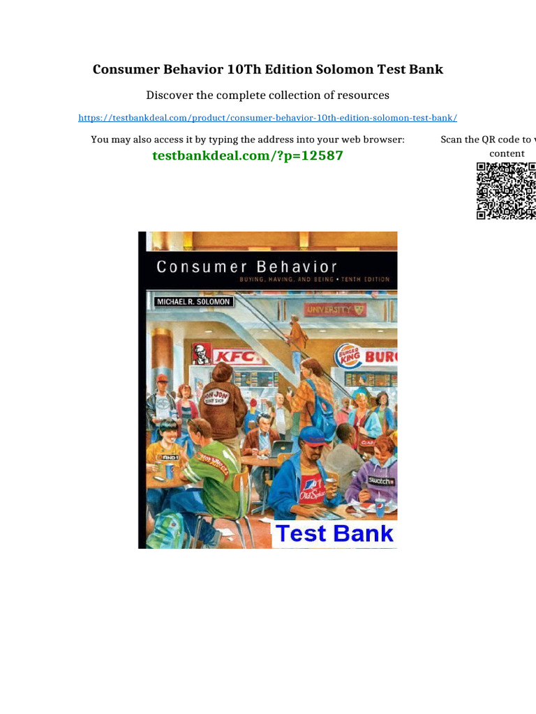 Consumer Behavior 10th Edition Solomon Test Bank online reading | PDF ...