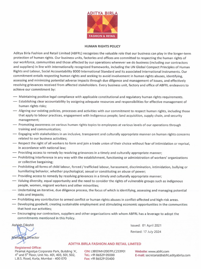 Human Rights Policy 1 | PDF