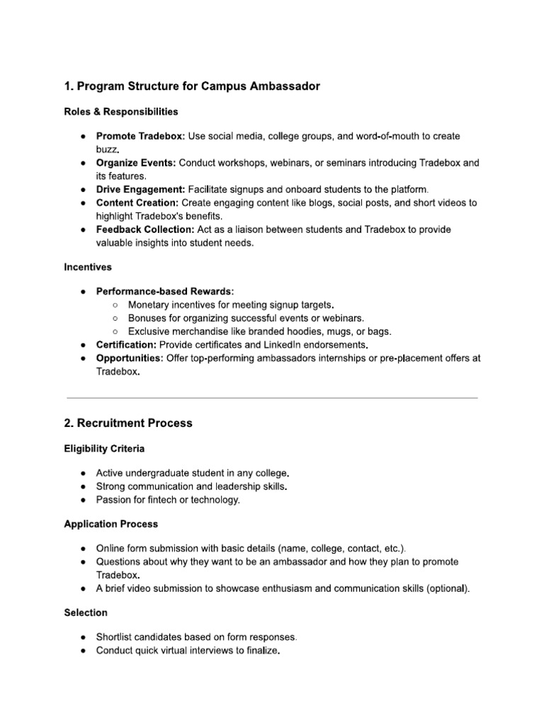 Campus Ambassador Program - Tradebox | PDF