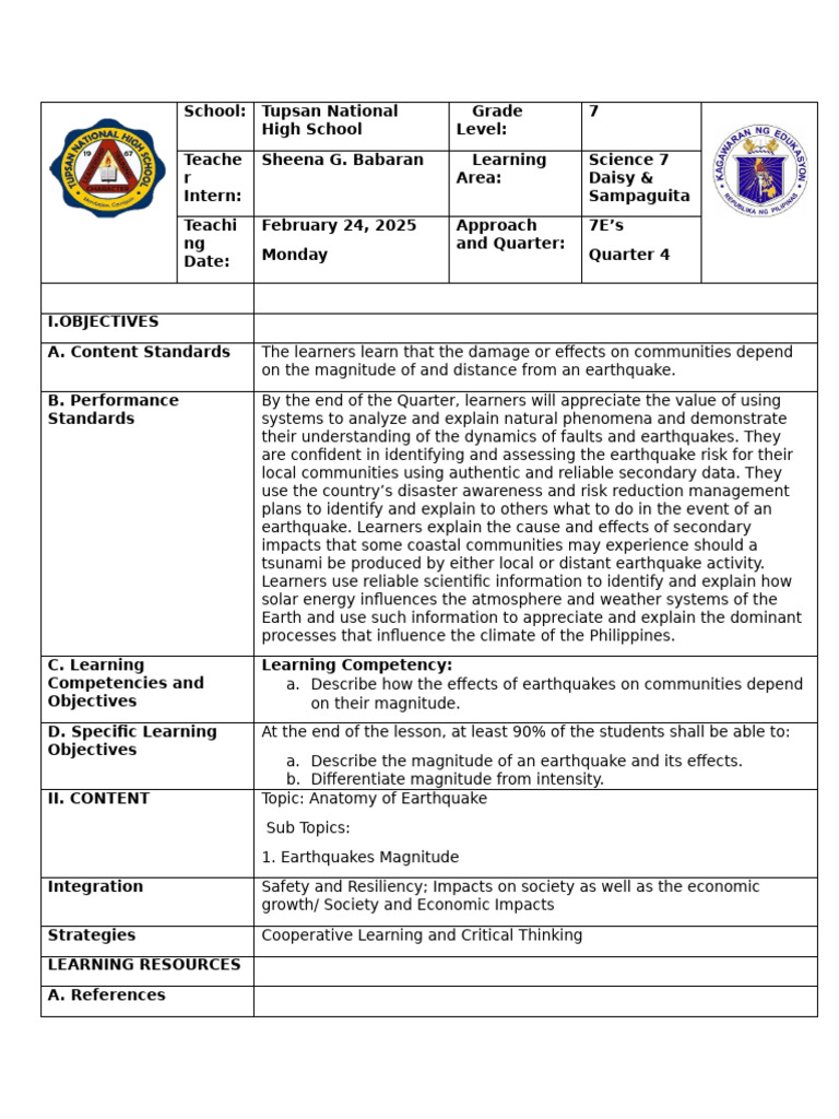 Final-Lesson-Plan-MAGNITUDE | PDF | Earthquakes | Moment Magnitude Scale