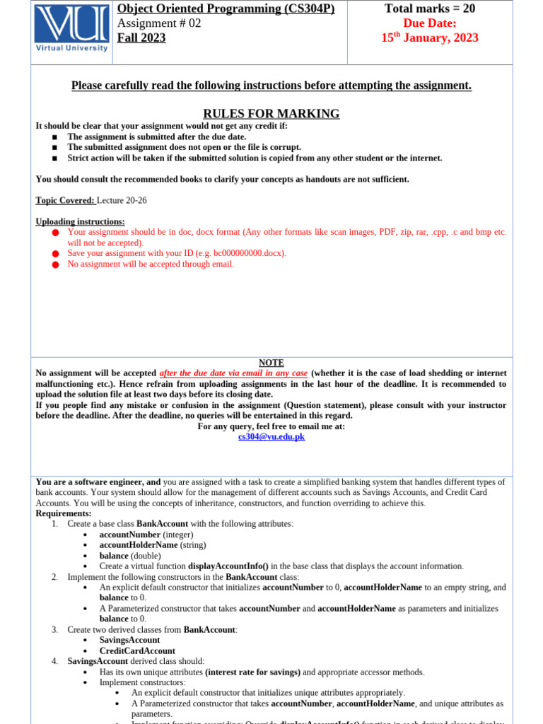 Fall 2023_CS304P_2 | PDF | Constructor (Object Oriented Programming ...