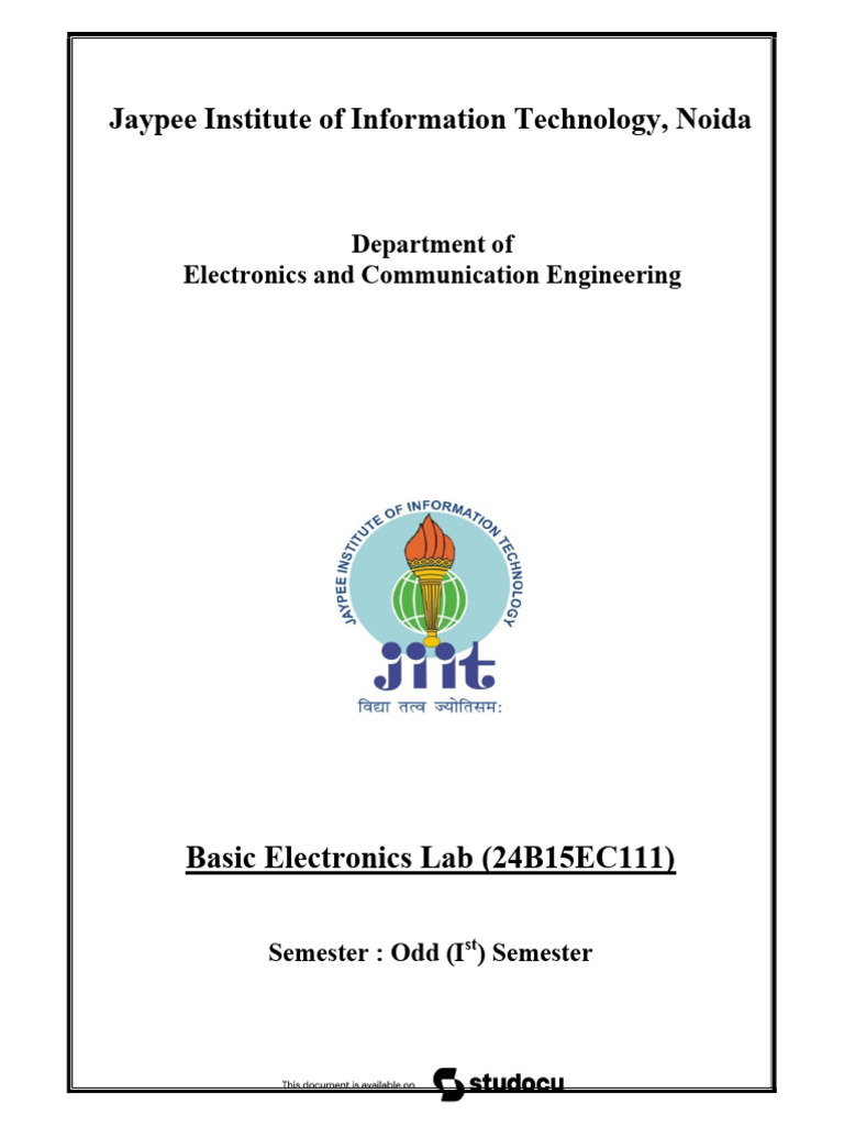 Basic Electronics Lab 24B15EC111 | PDF | Bipolar Junction Transistor ...