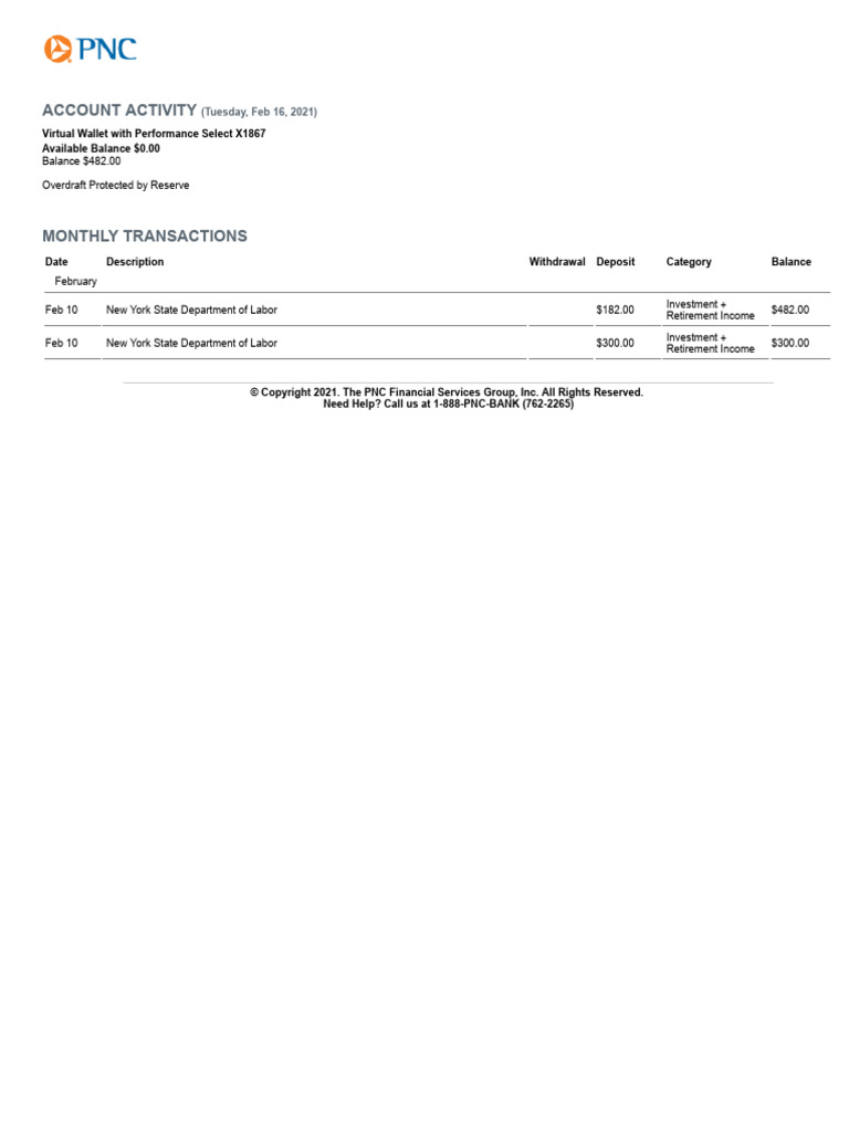 Account Activity PNC | PDF