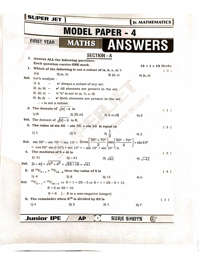 Model Paper 4 | PDF