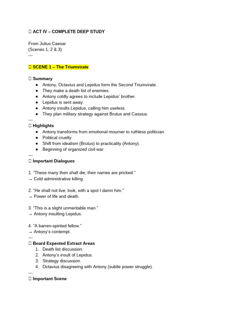 ? Act IV – Complete Deep Study | PDF | Mark Antony | Augustus