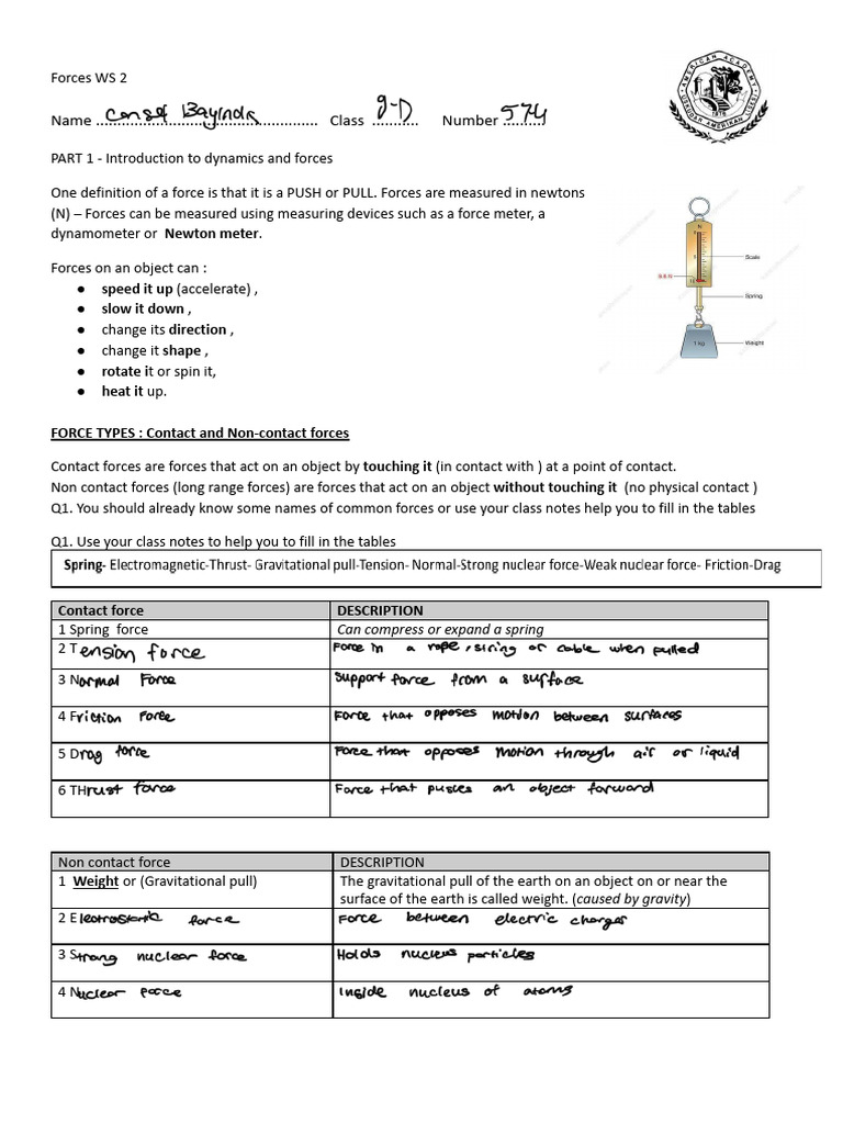 ws 3 | PDF | Force | Weight