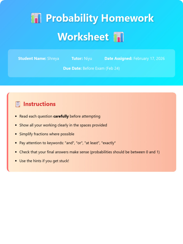 Probability Homework - Shreya | PDF | Probability | Applied Mathematics