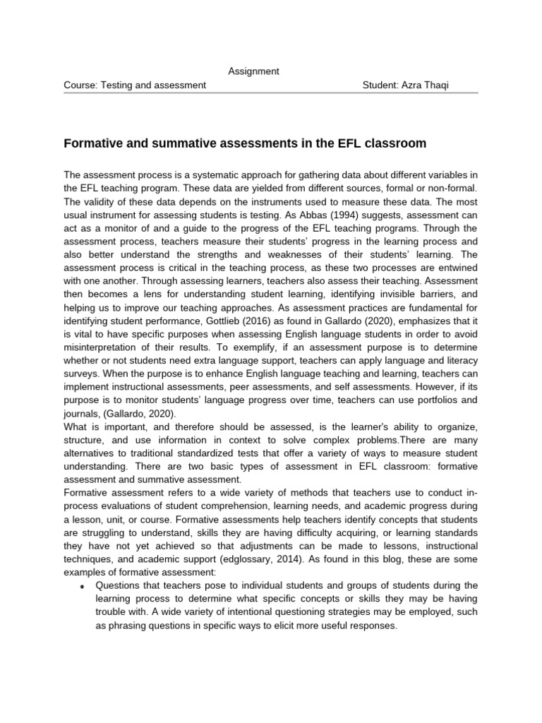 Testing and Assessment Assignment | PDF | Educational Assessment ...
