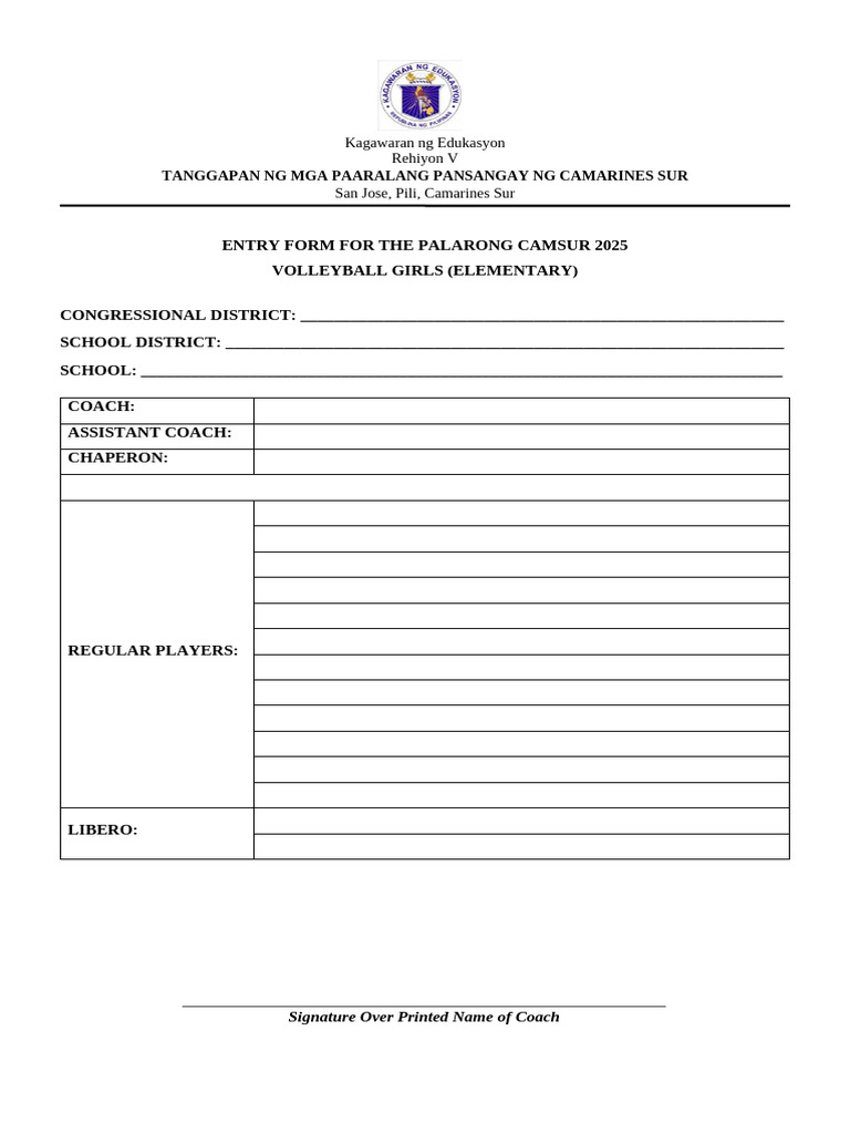 Entry Form | PDF