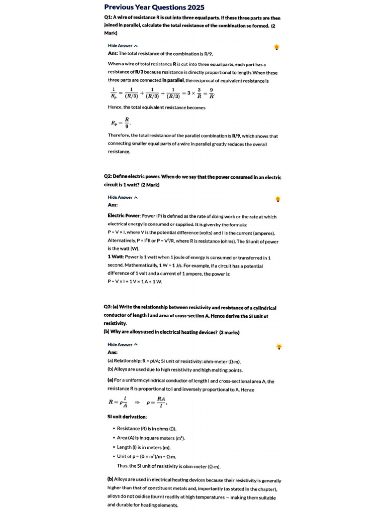 Electricity Pyq | PDF