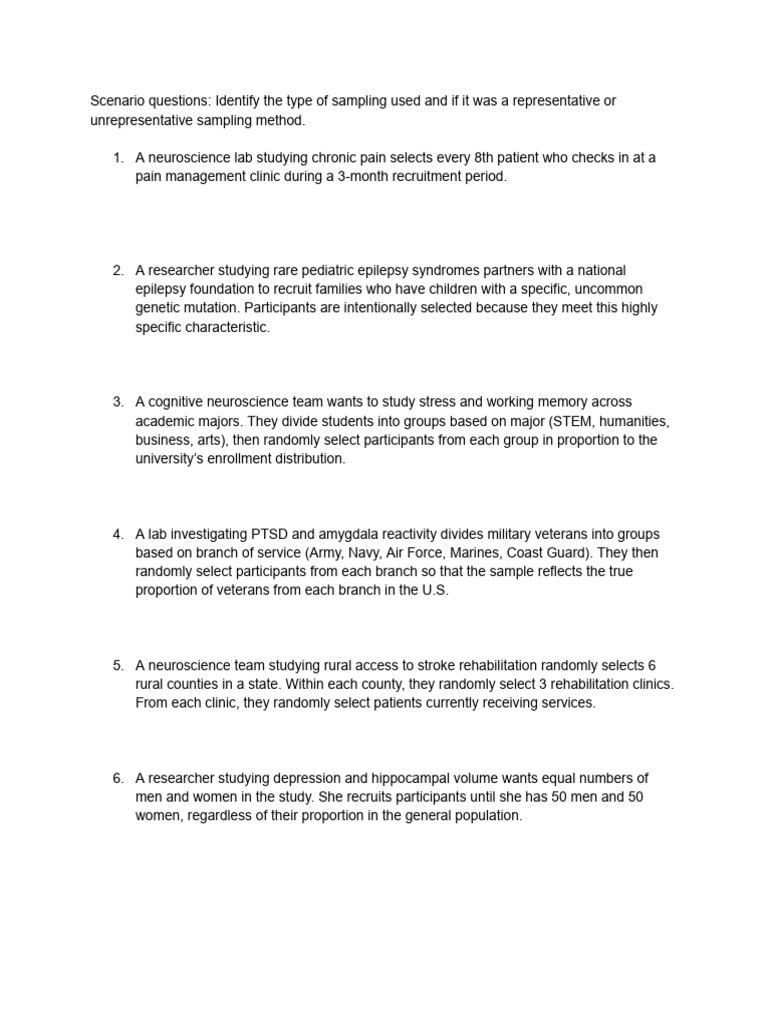 Copy of sampling type | PDF | Traumatic Brain Injury | Memory