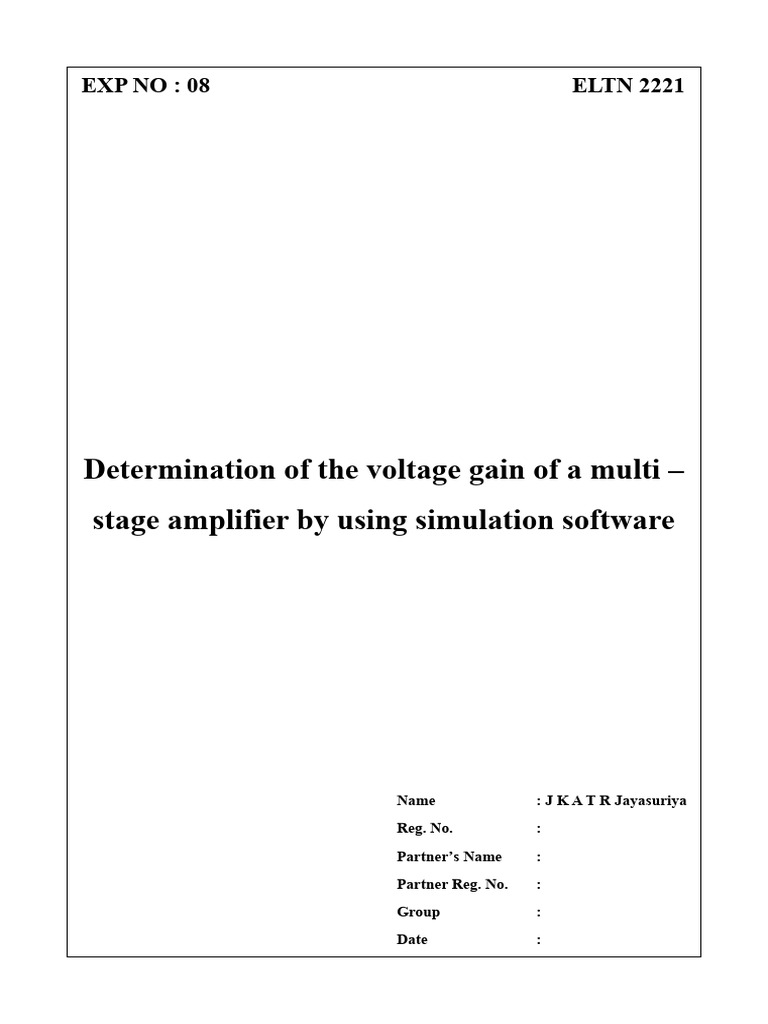 ELTN 2221 Experiment 08 Report | PDF | Amplifier | Electrical Network