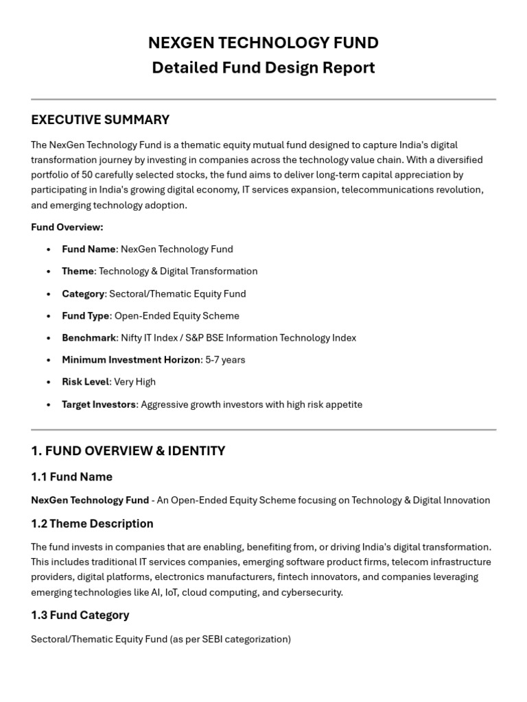 Nexgen Technology Fund | PDF | Diversification (Finance) | Investing