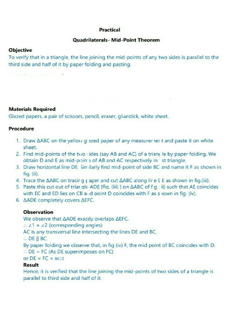 CH 8 Quadrilateral Practical Class 9 | PDF
