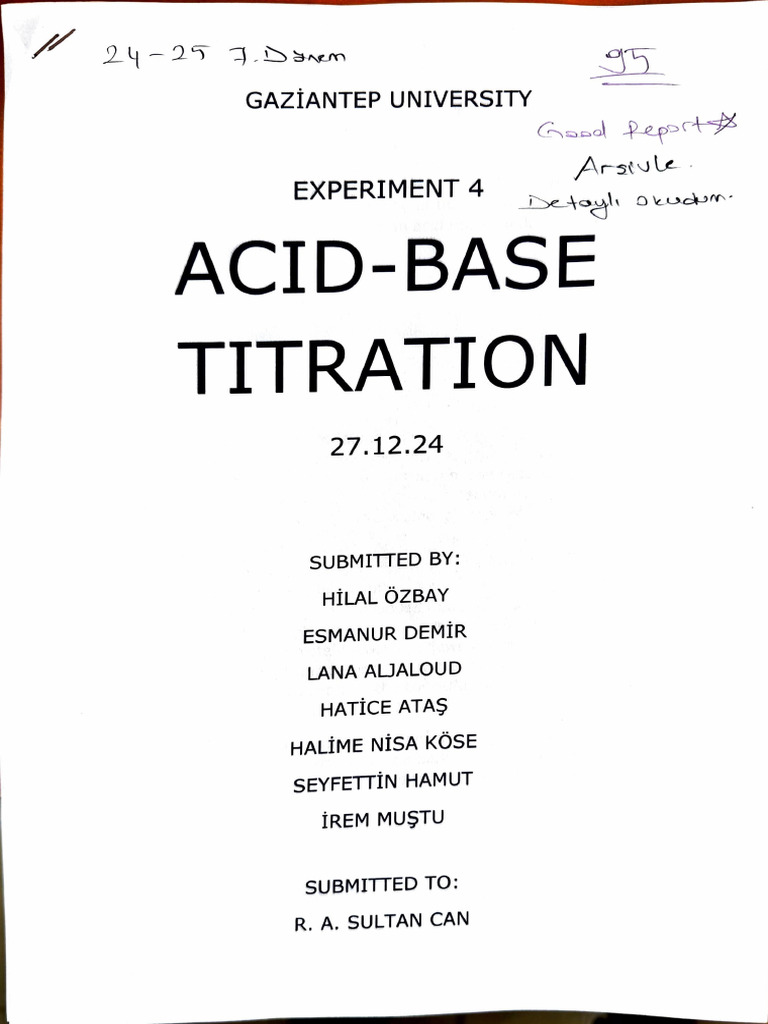 Acid Base Titration Lab Report Paper Example | PDF | Analytical ...