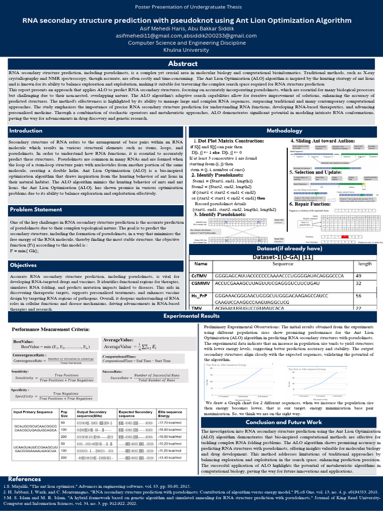 Finall Poster.pdf | PDF | Rna | Mathematical Optimization