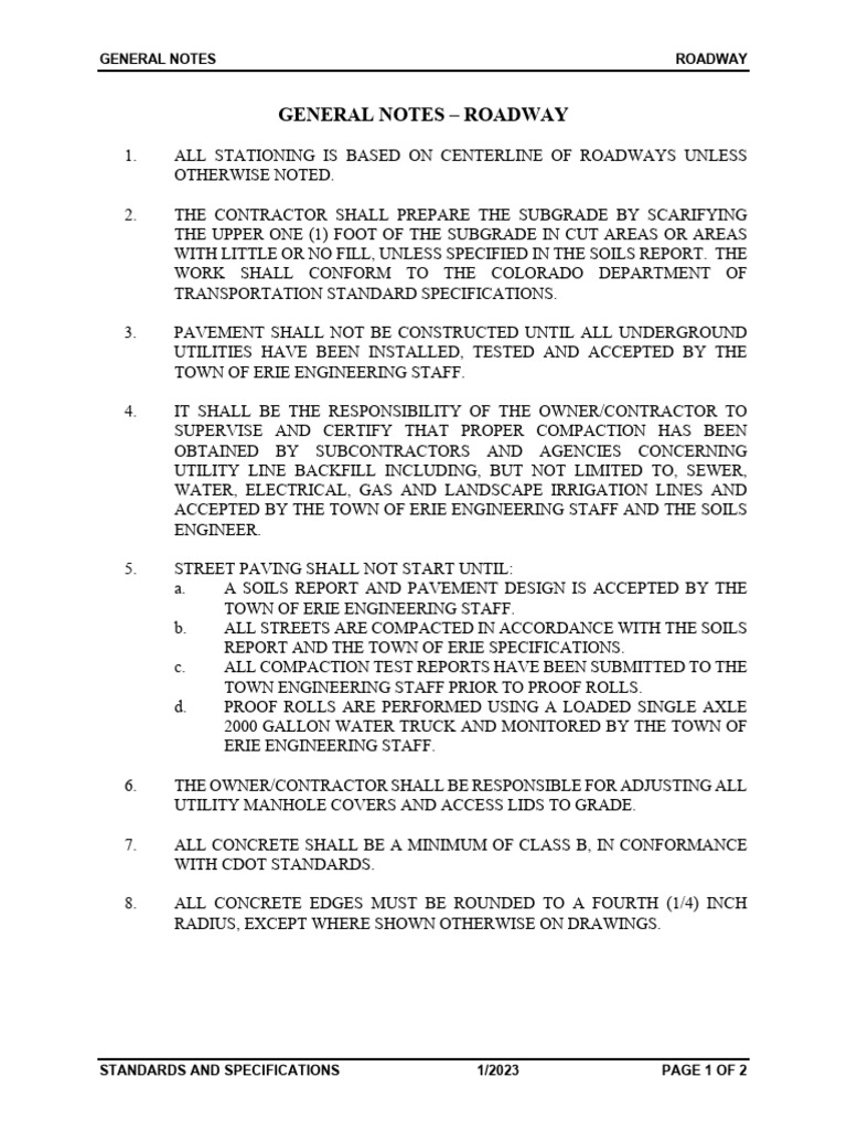 General Notes - Roadway Jan 2023 - 202301052034073399 | PDF | Road ...