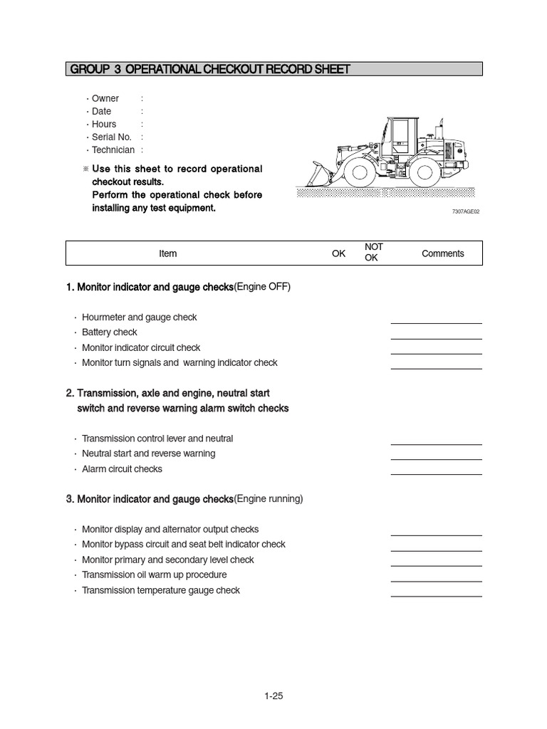 1-3 SM HL730(TM)-7A GENERAL Operational Checkout Record Sheet | PDF ...