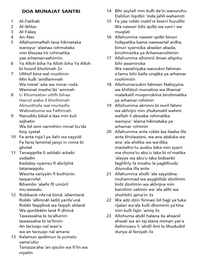 Doa Munajat Santri | PDF