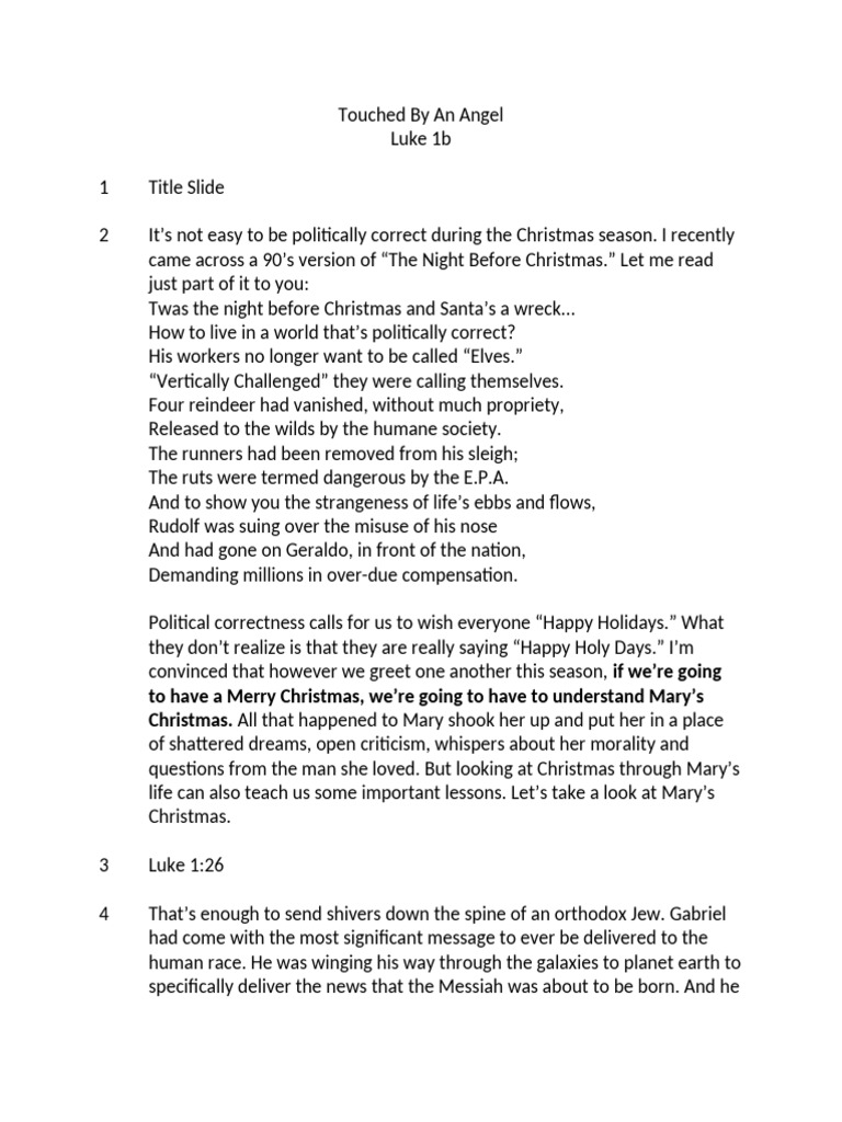Luke 1b Script Touched by an Angel | PDF | Saint Joseph | Mary, Mother ...