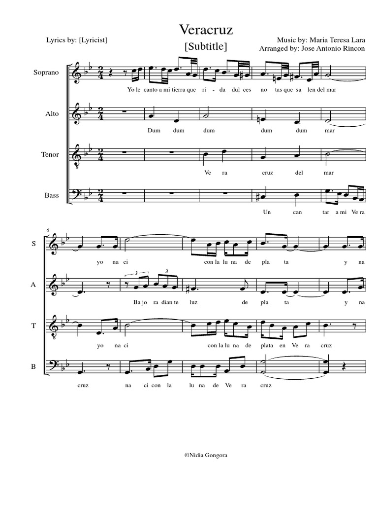 Veracruz Arreglo Antonio Rincon | PDF | Musique vocale | Chant