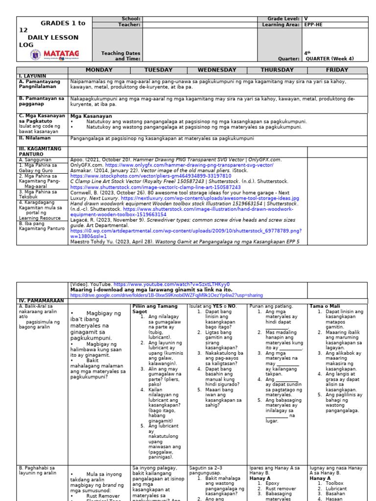DLL Epp Ia 5 q4 w4 | PDF