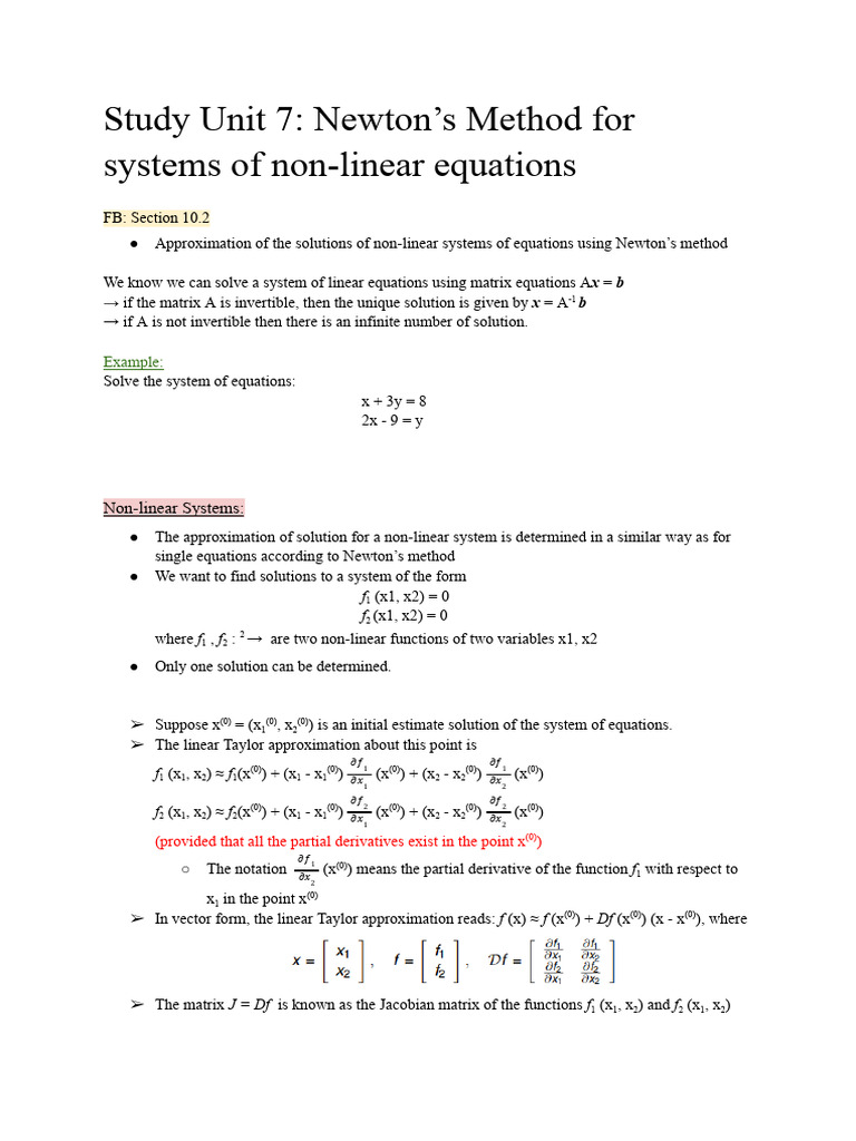 Study Unit 7+8 | PDF | Derivative | Nonlinear System