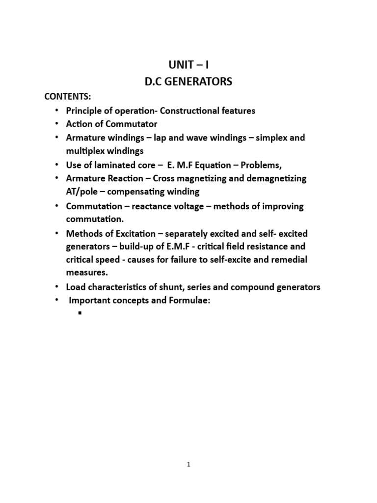 Unit 1 DC Generator PDF | PDF | Electric Motor | Electric Generator
