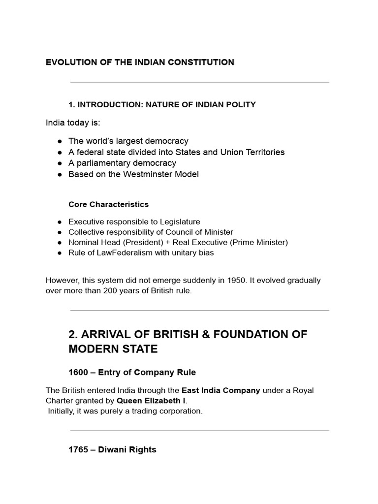 Evolution of The Indian Constitution | PDF | British Raj | Bengal