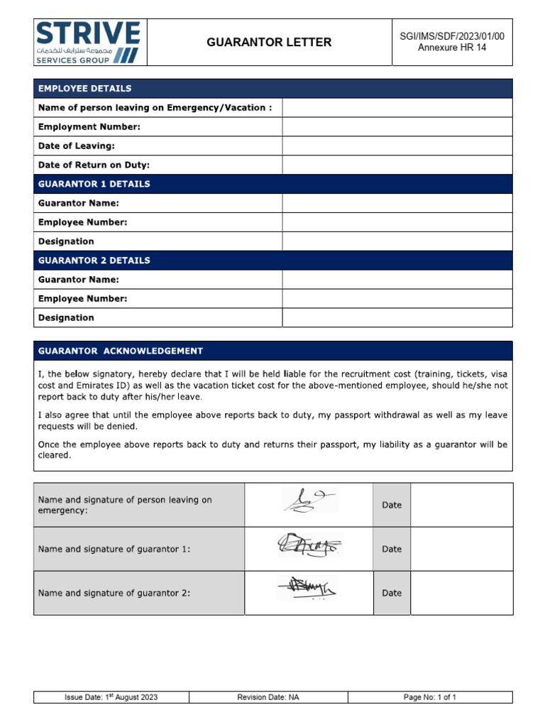Guarantor Form - Aziz | PDF