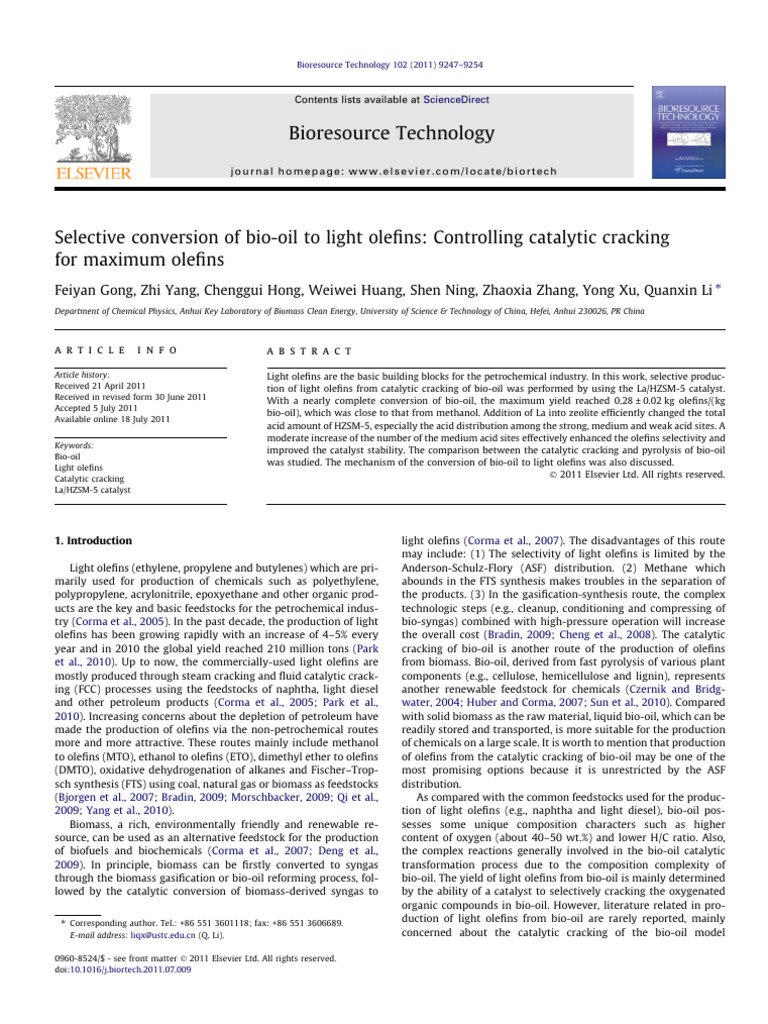 Selective Conversion of Bio-Oil To Light Olefins Controlling Catalytic ...