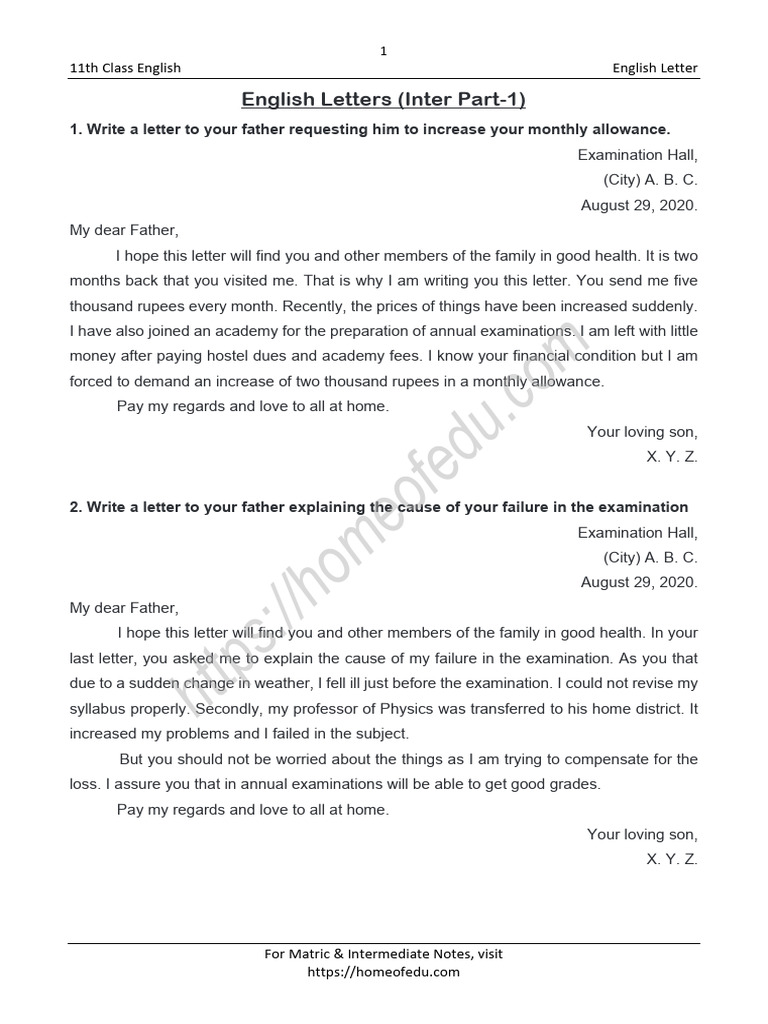 Letters For 1st Year English | PDF