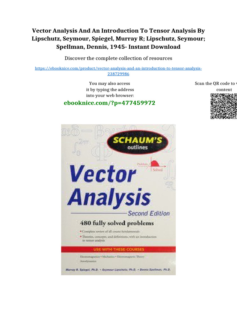 Vector analysis and an introduction to tensor analysis by Lipschutz ...
