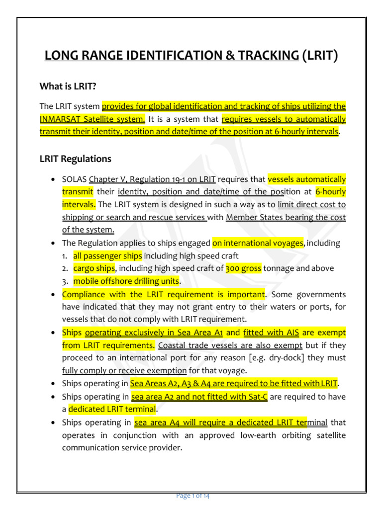 1.1 Nav Aids LRIT 1 14pgs | PDF | Water Transport | Shipping