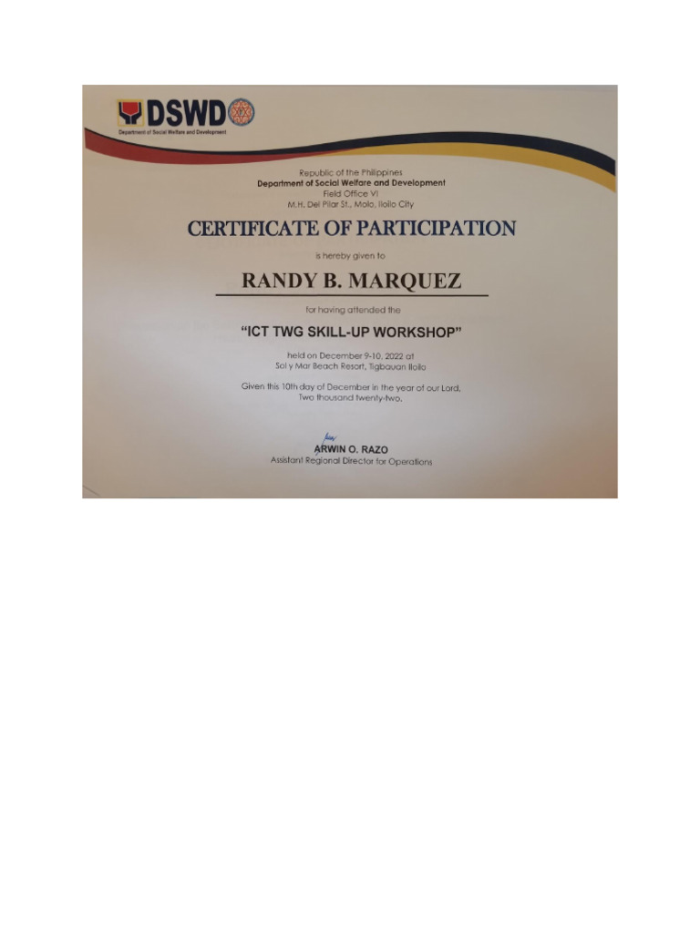 Certificate Training - Randy Marquez | PDF