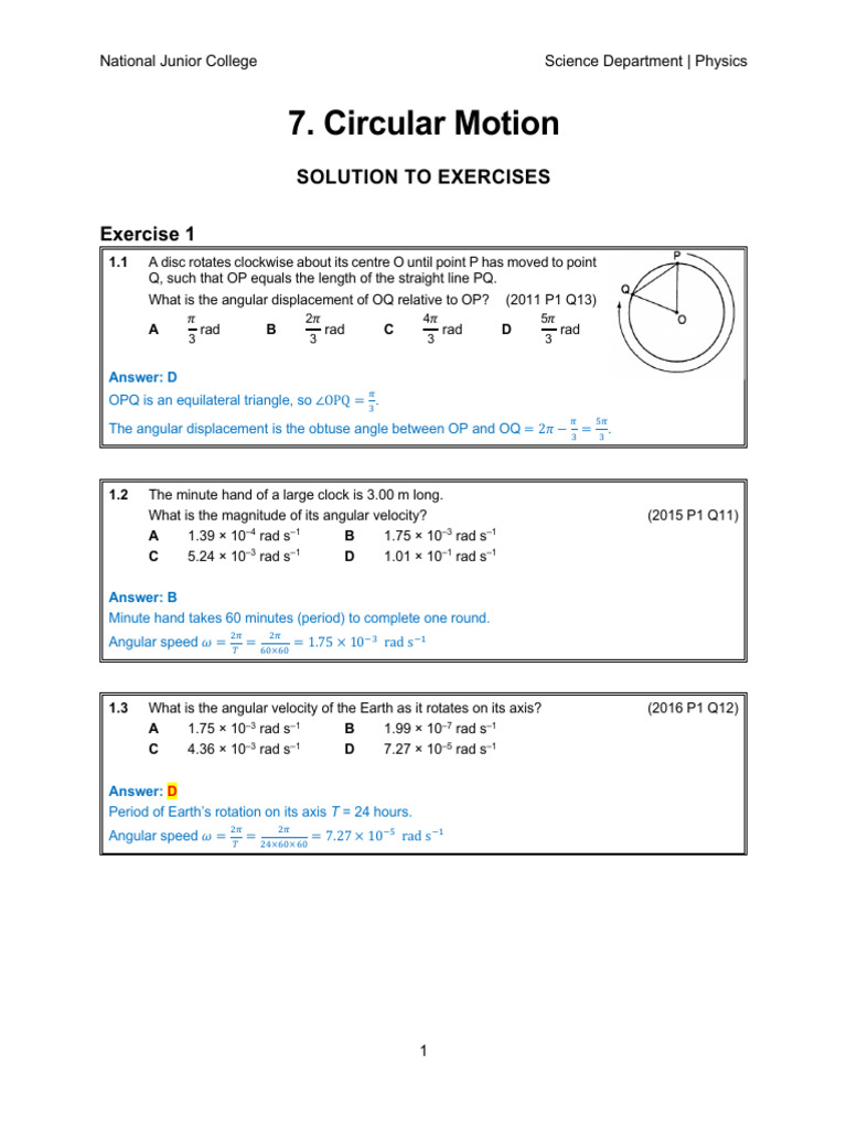 07ES Circular Motion | PDF | Acceleration | Rotation Around A Fixed Axis