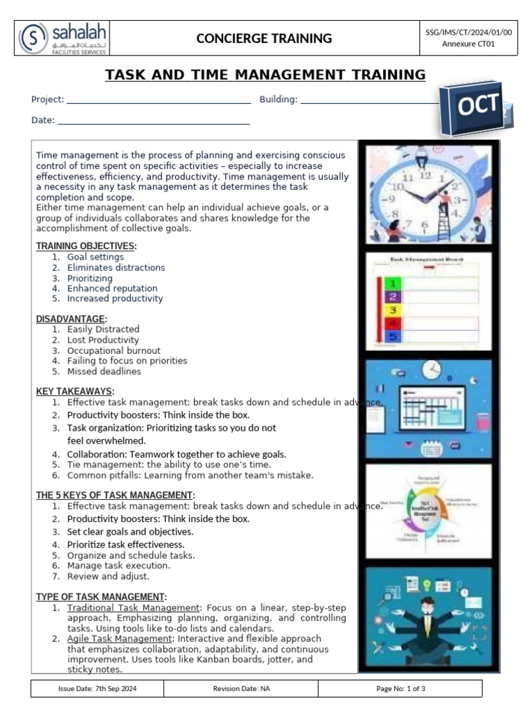 OCT 2024 WEEK 2 Task and Time Management Training | PDF | Time ...