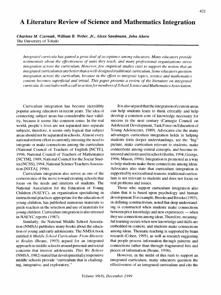 A Literature Review of Science and Mathe | PDF