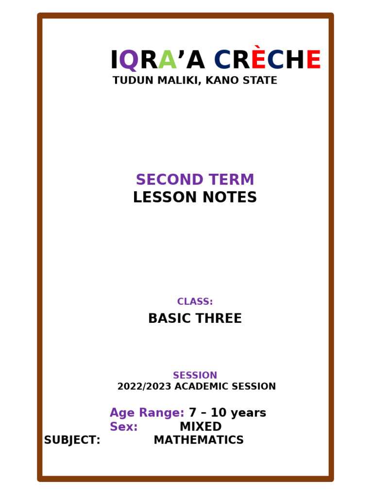Second Term Lesson Note | PDF | Multiplication | Wood